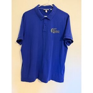 Lacoste Men Regular Fit Royal Blue Polo Shirt Embroidered Crocodile Logo Size XL